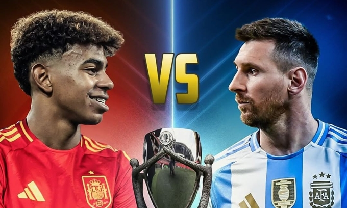 Lionel Messi (phải) dự kiến so tài với Lamine Yamal trên sân Bernabeu của Real Madrid ngày 27/3 tới. Ảnh: 365scores