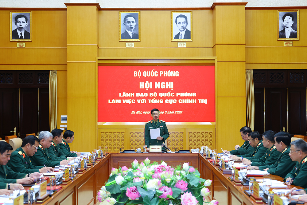 Đại tướng Phan Văn Giang làm việc với Tổng cục Chính trị về nhiệm vụ Quốc phòng 2026 - Ảnh 1.