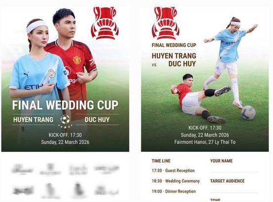 Độc lạ thiệp cưới Đức Huy - MC Mù Tạt: Như poster trận đấu, đội nhà trai lừng lẫy Thường Châu, nhà gái toàn gương mặt quen thuộc VTV- Ảnh 1.