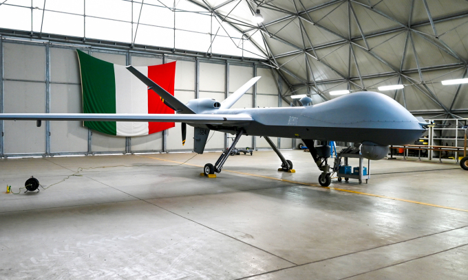 Máy bay MQ-9A Italy tại một căn cứ trong ảnh chụp hồi năm 2024. Ảnh: Aeronautica Militare