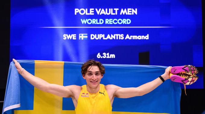 Armand Duplantis lần thứ 15 phá kỷ lục thế giới nhảy sào tại giải Mondo Classic ở Uppsala, Thụy Điển ngày 12/3/2026. Ảnh: Olympics