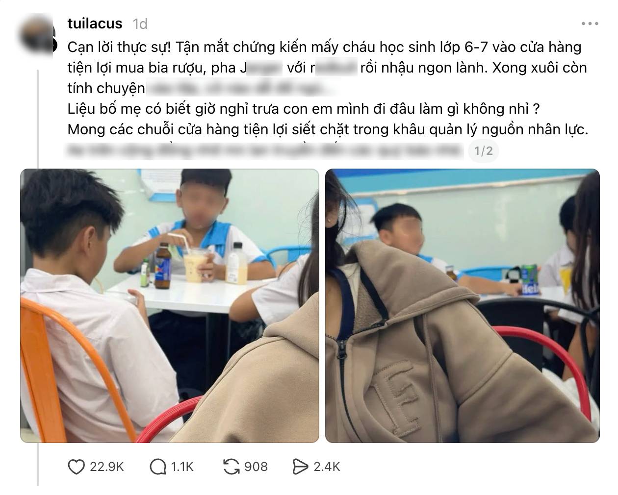 GS25 lên tiếng trước hình ảnh trẻ em dùng đồ có cồn ngay giữa cửa hàng- Ảnh 1.