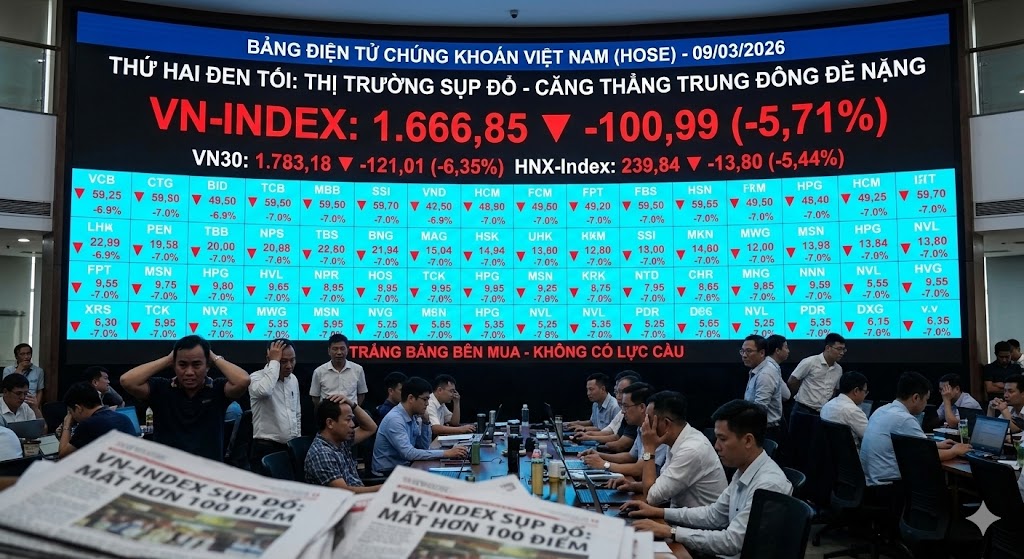 VN - Index giảm sốc hơn 100 điểm , Thị trường chứng khoán Việt Nam hoảng loạn 2026 - Ảnh 1.