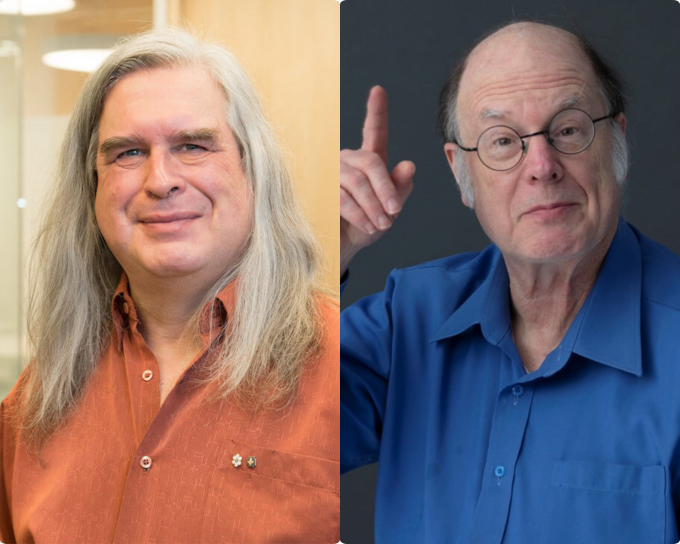 Gilles Brassard (trái) và Charles Henry Bennett (phải). Ảnh: UdeMNouvelles, Wikipedia