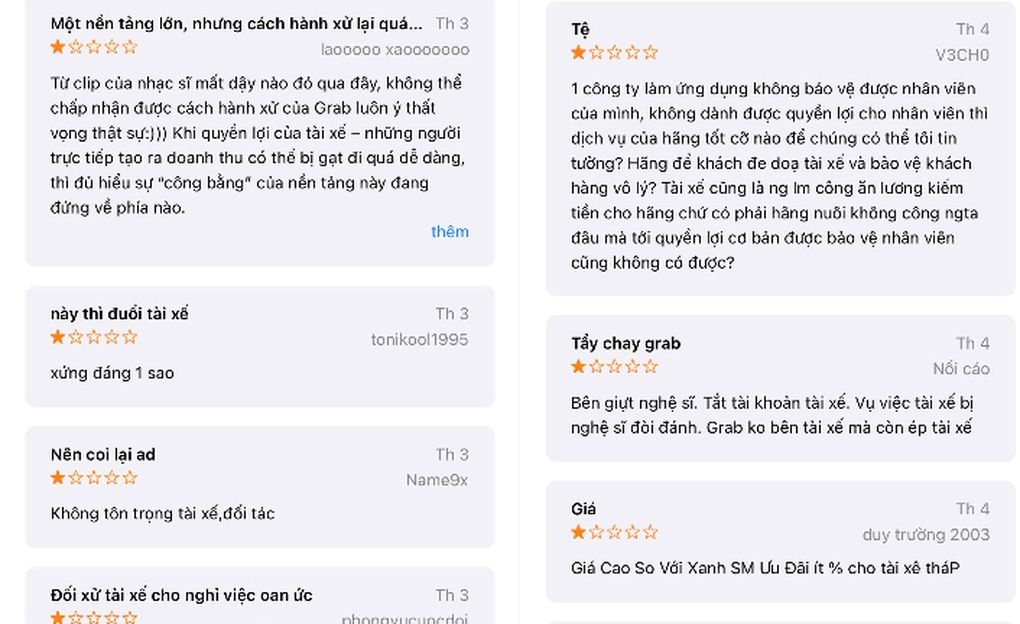 Grab nhận bão 1 sao vì khóa tài khoản tài xế bị nhạc sĩ Minh Khang dọa đấm - 1