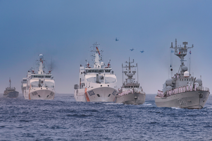 Hải quân Việt Nam diễu binh trên biển kỷ niệm A80. Ảnh: Quân chủng Hải quân