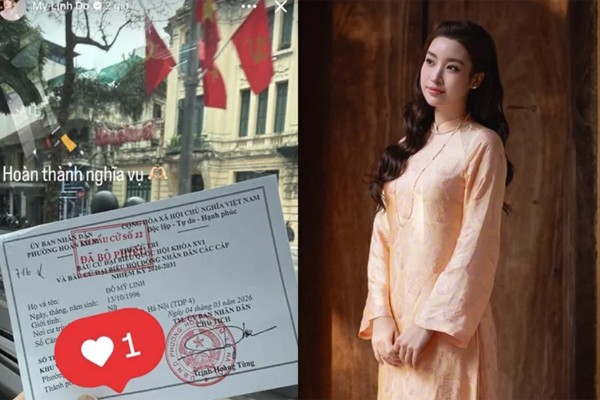 Hôn nhân viên mãn của 2 hoa hậu họ Đỗ, cùng có chồng tham gia ứng cử đại biểu HĐND 1 Hoa hậu Đỗ Mỹ Linh chia sẻ ảnh đi bầu cử.