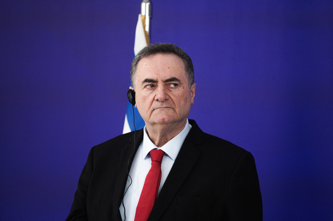 Bộ trưởng Quốc phòng Israel, Israel Katz, tại một cuộc họp báo ở Athens, Hy Lạp ngày 20/1. Ảnh: AFP