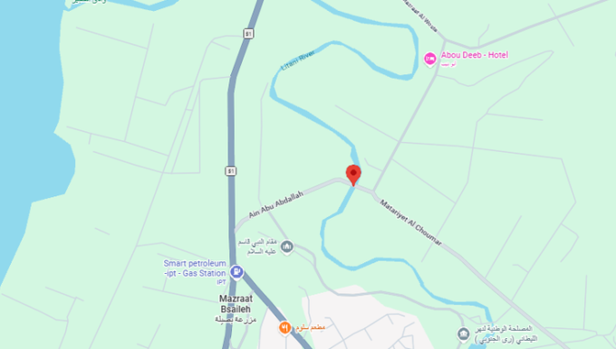 Vị trí xảy ra vụ tập kích trúng khu vực tổ phóng viên RT tác nghiệp ở miền nam Lebanon. Đồ họa: Google Maps