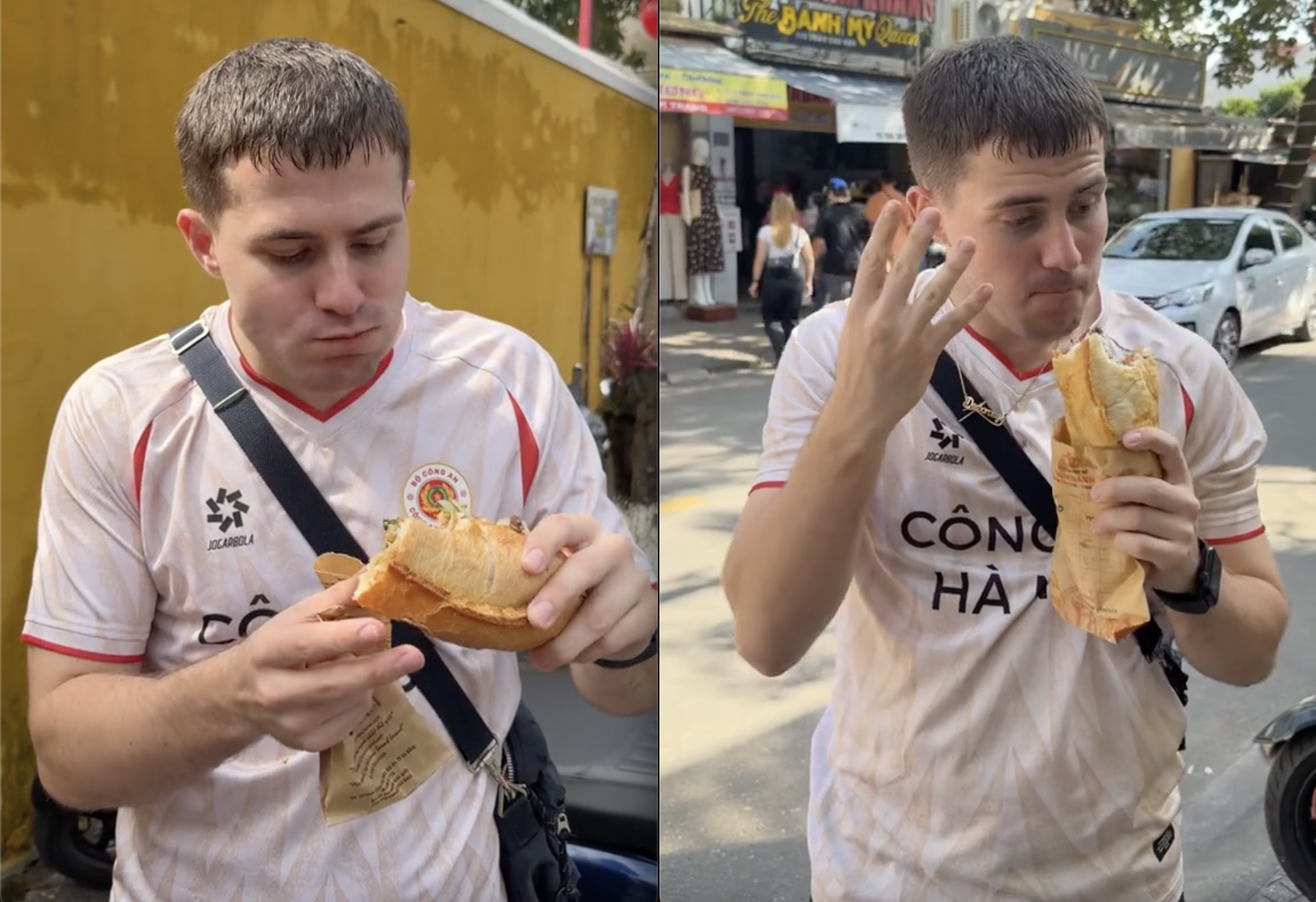 Không ngờ tới điều mà khách Tây này làm với bánh mì Việt- Ảnh 1. Không ngờ tới điều mà khách Tây này làm với bánh mì Việt- Ảnh 1.