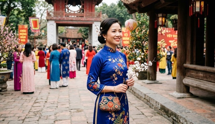 Kiểu tóc đẹp gọn gàng khi du Xuân 2026 1 Kiểu tóc búi thấp sang trọng, gọn gàng và khoe được rất phù hợp khi du Xuân.