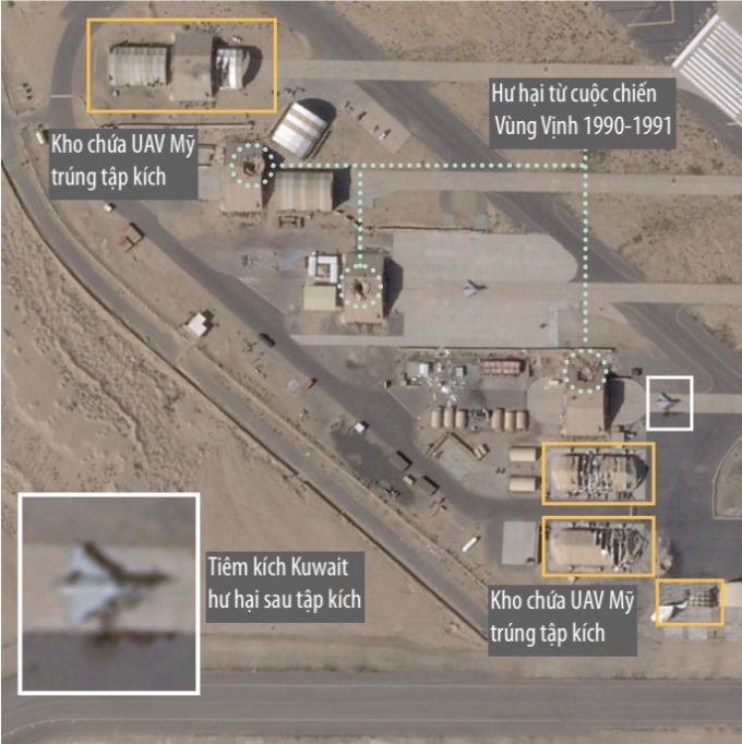 Ảnh chụp từ vệ tinh tình trạng căn cứ không quân Ali Al-Salem của Kuwait, được công bố ngày 15/3. Ảnh: Planet Labs