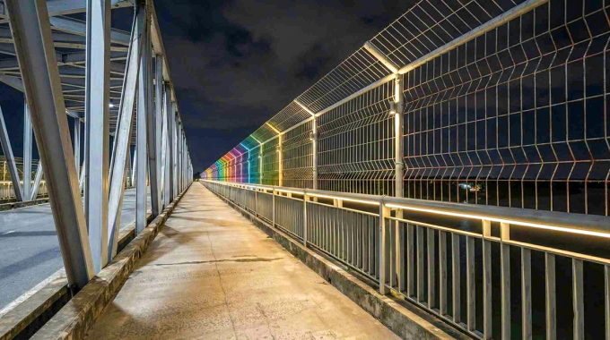 Phối cảnh cầu Bến Thủy sau khi lắp hệ thống lưới thép và hệ thống chiếu sáng. Ảnh: N. Anh