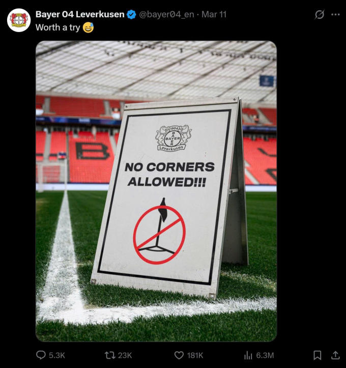 Hình ảnh được đăng tải trên trang mạng xã hội của Leverkusen trước lượt đi vòng 1/8 Champions League hôm 12/3. Ảnh: X