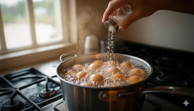 Việc thêm muối khi luộc trứng giúp vỏ trứng không bị nứt, tránh lòng trắng trào ra và giúp trứng luộc có kết cấu ngon nhất.