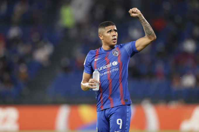 Tiền đạo người Brazil Bergson thi đấu cho Johor Darul Tazim của Malaysia ở AFC Champions League 2022 (nay là AFC Champions League Elite). Ảnh: Power Sports Image