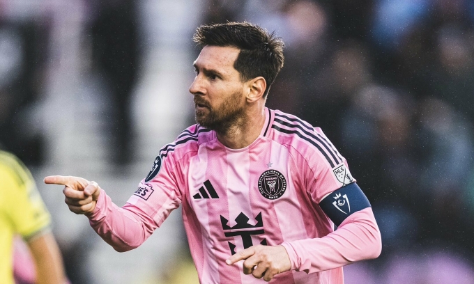 Messi mừng bàn thắng vào lưới Nashville. Ảnh: Inter Miami CF
