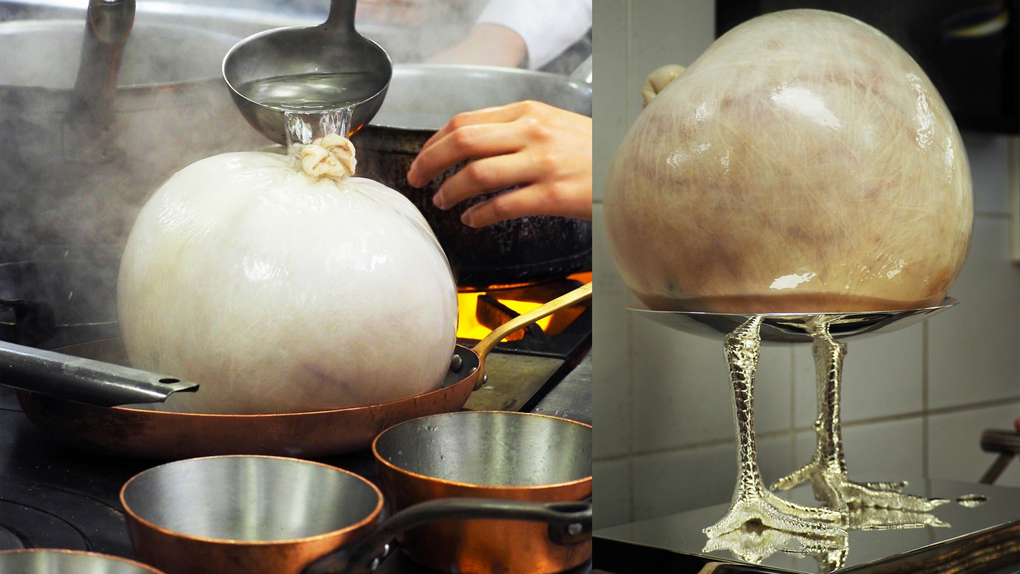 Món gà Pháp xa xỉ giá 11 triệu đồng nấu trong bàng quang heo - 2