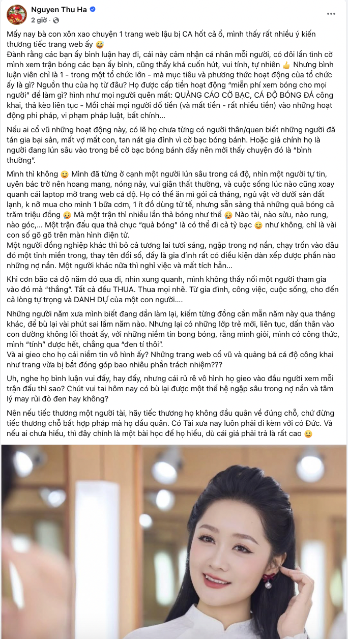 BTV Thu Hà kể câu chuyện ám ảnh về cá độ bóng đá sau vụ Xôi Lạc TV: Nhiều người tán gia bại sản, tan nát gia đình- Ảnh 1.