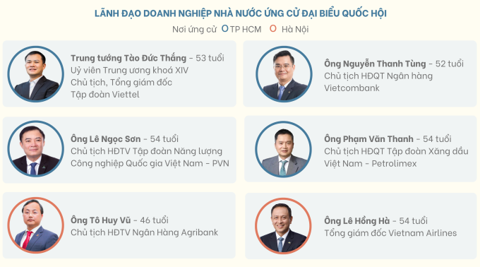 Lãnh đạo Doanh nghiệp Nhà nước ứng cử đại biểu Quốc hội nhiệm kỳ 2026-2031. Đồ họa: Anh Tú