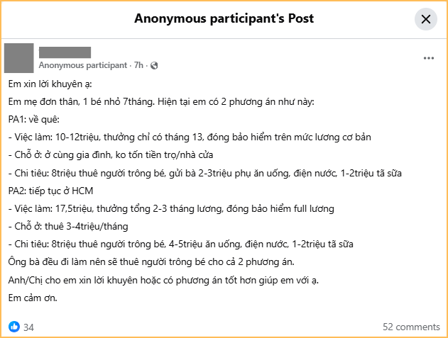 Ở TP.HCM lương gần 18 triệu, tốn 4 triệu thuê nhà, về quê lương còn 12 triệu nhưng không mất tiền ở: Giờ sao?- Ảnh 1.