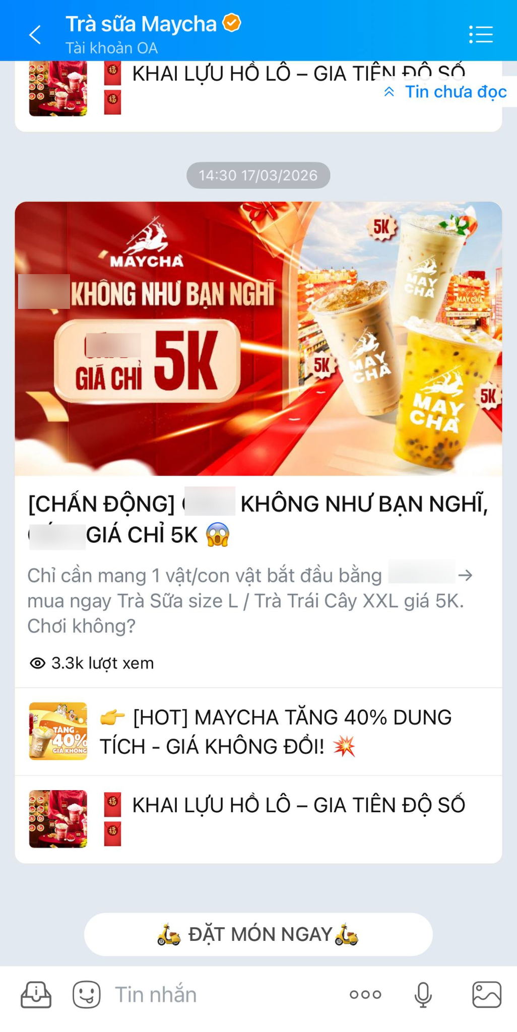 Quảng cáo trà sữa trên Zalo nhưng chơi chữ phản cảm, MayCha nói gì?- Ảnh 1.