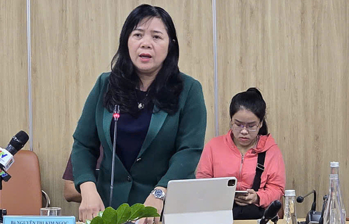 Bà Nguyễn Thị Kim Ngọc, Phó giám đốc Sở Công Thương TP HCM phát biểu sáng 10/3. Ảnh: Linh Đan