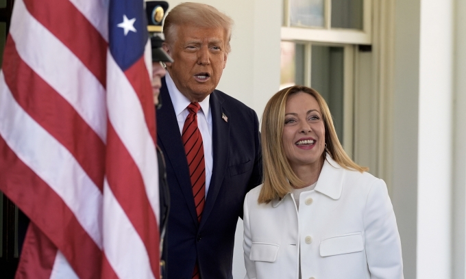 Tổng thống Mỹ Donald Trump và Thủ tướng Italy Giorgia Meloni tại Nhà Trắng hồi tháng 4/2025. Ảnh: AP