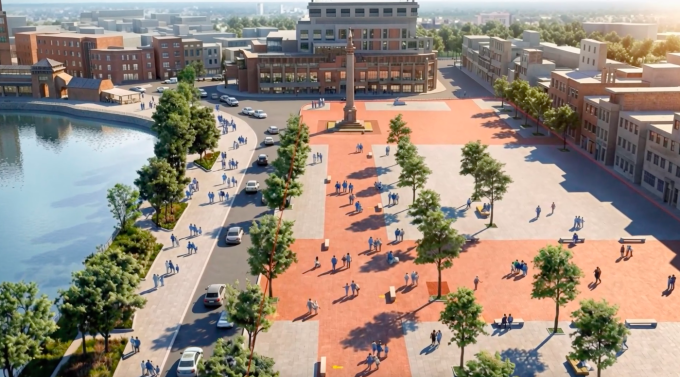 Phối cảnh định hướng cải tạo chỉnh trang Quảng trường Đông kinh Nghĩa thục trong đồ án quy hoạch tổng thể Thủ đô.