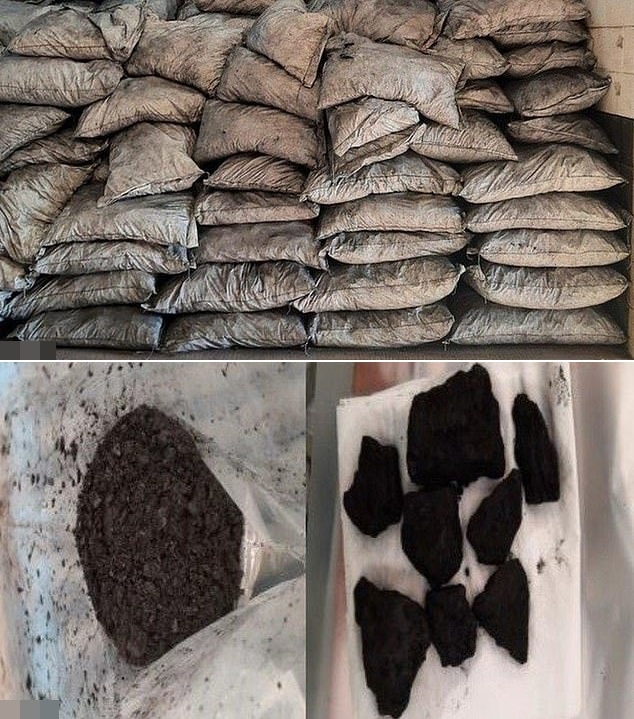 Lượng cocaine có thể được chiết xuất từ 800 bao tải than có giá trị lên tới 120 triệu bảng Anh. Ảnh: NCA