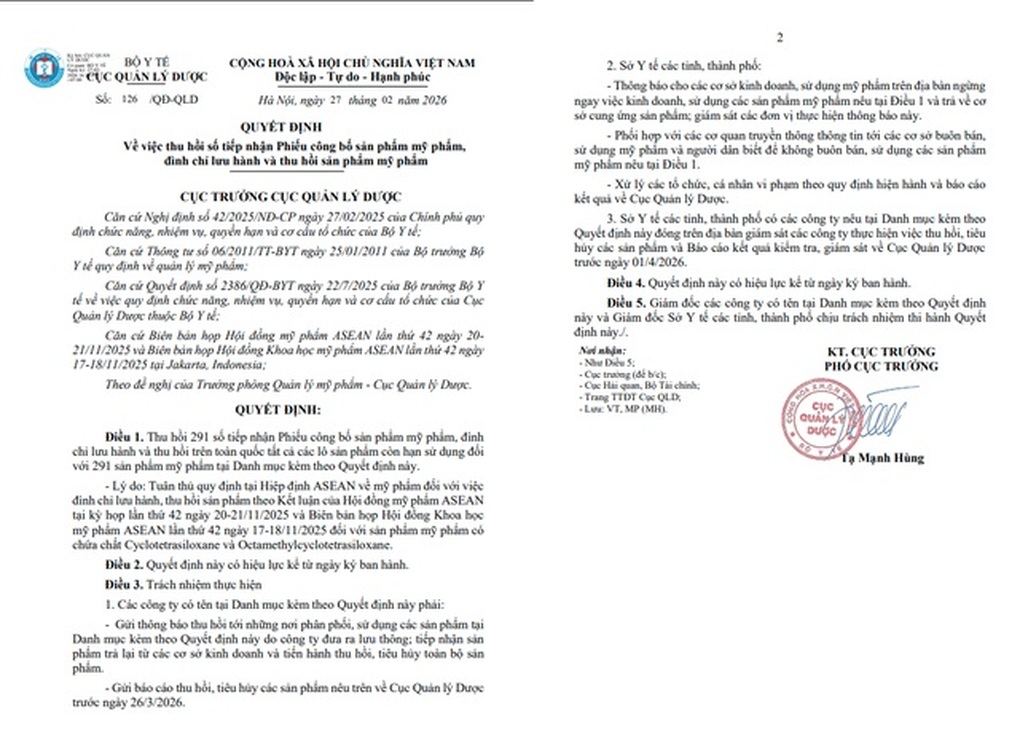 Thu hồi hàng trăm mỹ phẩm chứa D4, D5: Vì sao chuyên gia nói “đáng mừng”? - 1