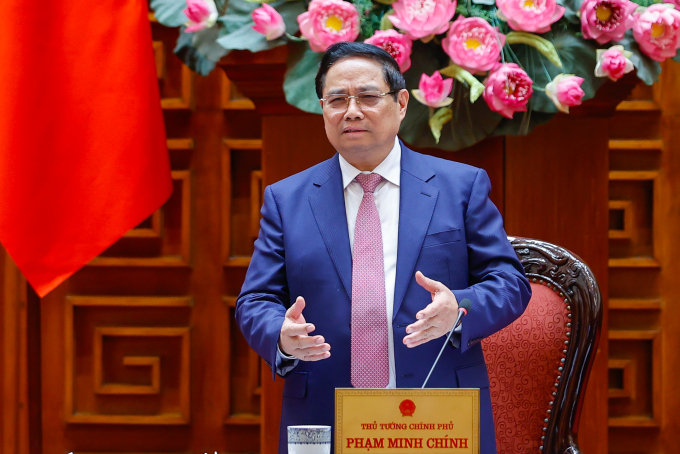 Thủ tướng Phạm Minh Chính phát biểu tại cuộc họp ngày 16/3. Ảnh: VGP