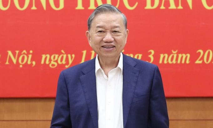 Tổng Bí thư Tô Lâm chủ trì họp ban Chỉ đạo Trung ương về hoàn thiện thể chế, pháp luật, chiều 11/3. Ảnh: Nguyên Phong