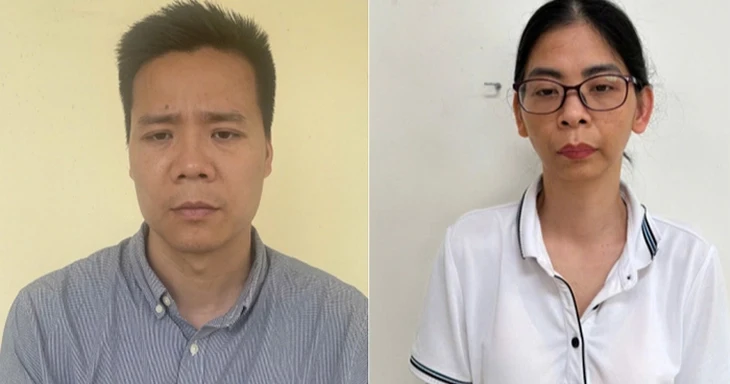 Bị can Nguyễn Năng Mạnh và Phạm Thị Hường. Ảnh: BCA Nguyễn Năng Mạnh hối lộ 3 thực phẩm chức năng.png