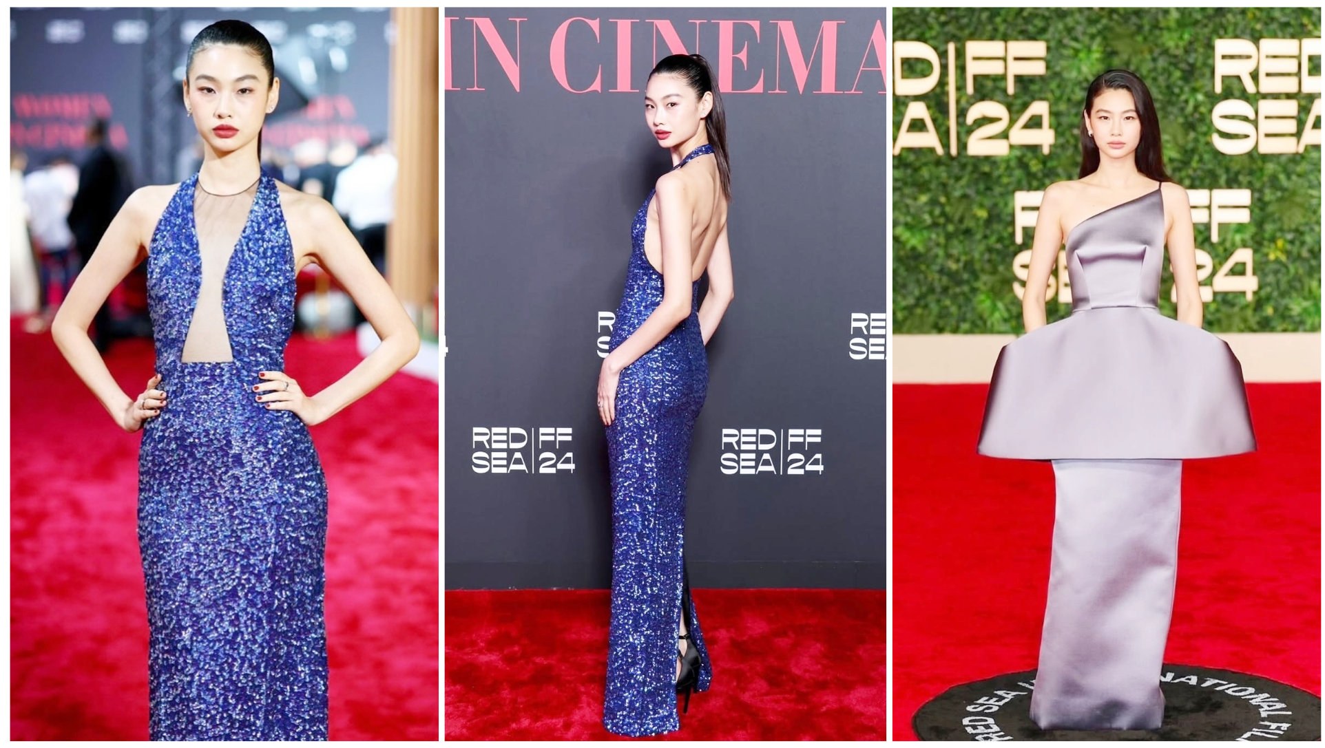 Ho Yeon biến hóa phong cách với loạt đầm xa xỉ xuyên thấu, hở lưng, lệch vai tại sự kiện Women In Cinema thuộc Liên hoan phim quốc tế Biển Đỏ, tháng 12/2024. Ảnh: Red Sea International Film Festival