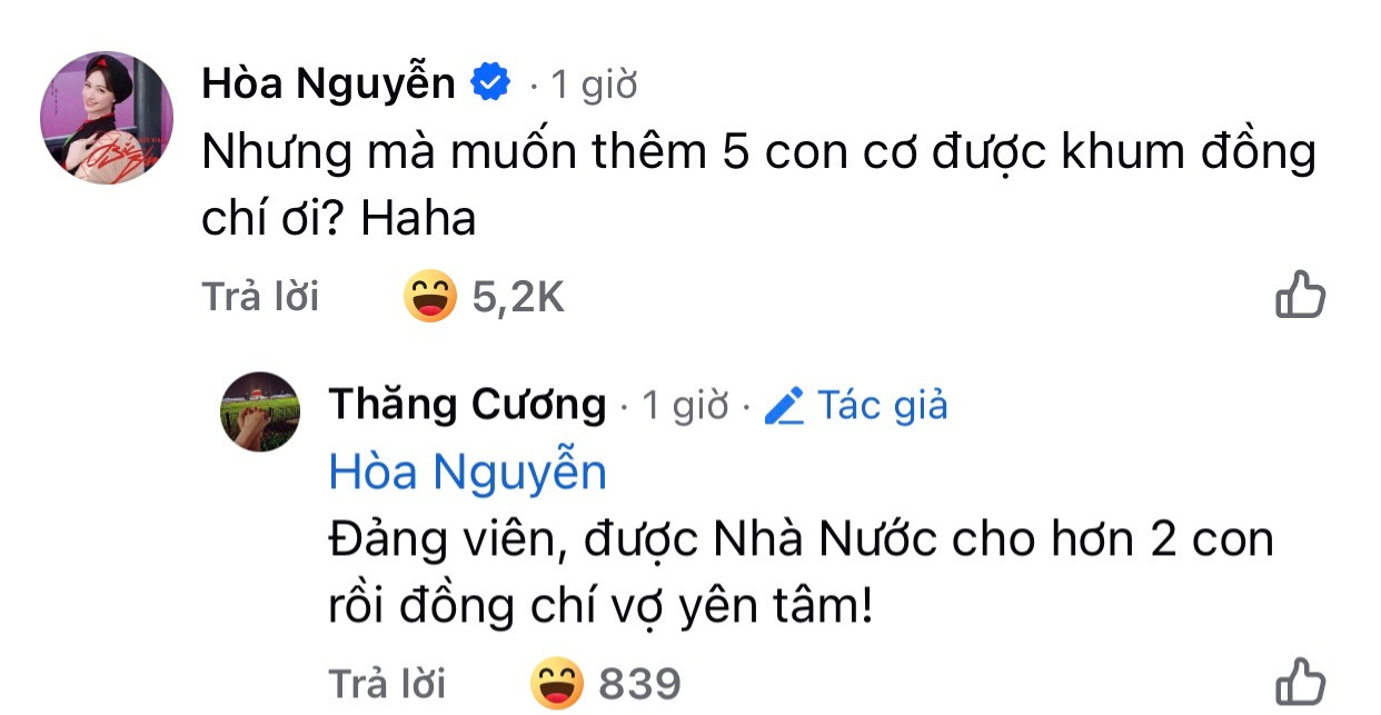 Vừa công khai Hoà Minzy đã muốn có 5 đứa con, chồng Đại uý đáp một câu cực uy tín- Ảnh 2.