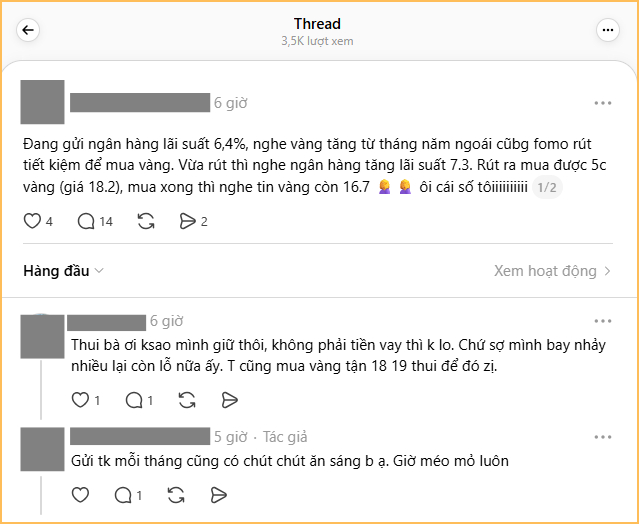 Tâm trạng người rút tiết kiệm đi mua vàng: Vừa rút tiền xong thì lãi suất tăng, cầm 5 chỉ vàng chưa nóng tay đã “lỗ” 7 triệu rưỡi- Ảnh 1.