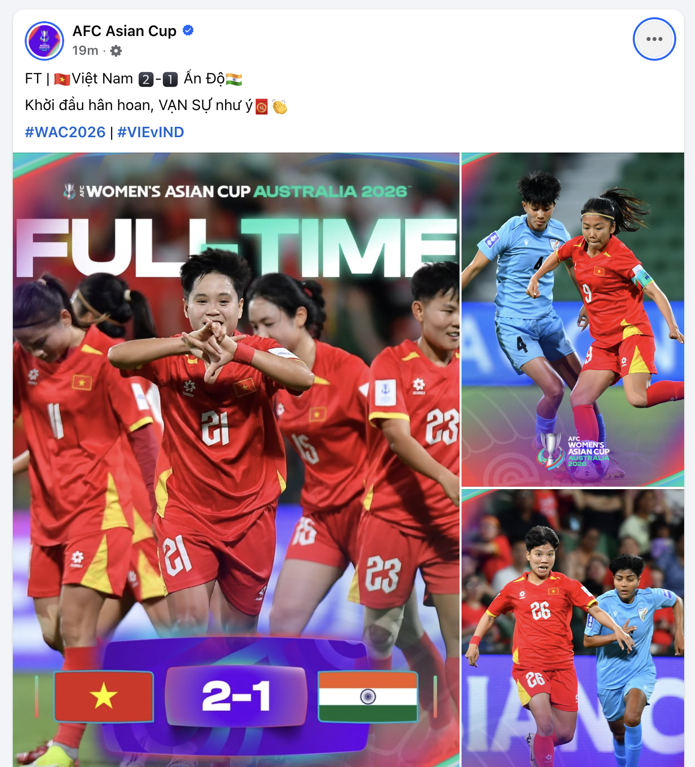 AFC viết quá hay: ‘Đội tuyển nữ Việt Nam khởi đầu hân hoan, Vạn Sự như ý’- Ảnh 1. AFC viết quá hay: ‘Đội tuyển nữ Việt Nam khởi đầu hân hoan, Vạn Sự như ý’- Ảnh 1.