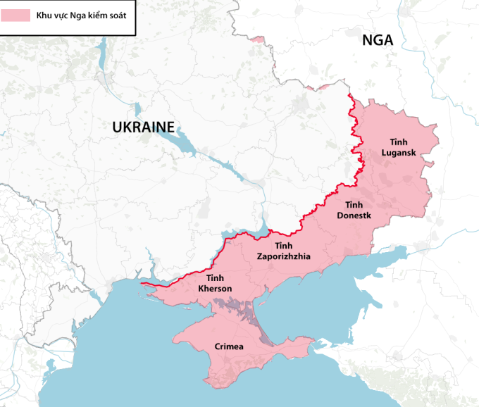 Vị trí tỉnh Lugansk và Donetsk. Đồ họa: Telegraph