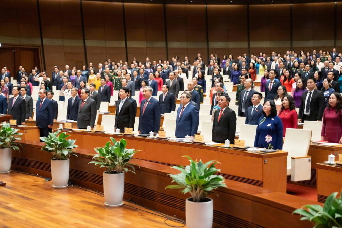 Lãnh đạo Đảng, Nhà nước cùng các đại biểu tại phiên khai mạc kỳ họp. Ảnh: Hoàng Phong