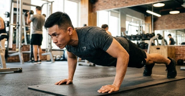 Chống đẩy là bài tập đa khớp, tác động đến cơ ngực, vai, tay sau và đặc biệt là cơ lõi.