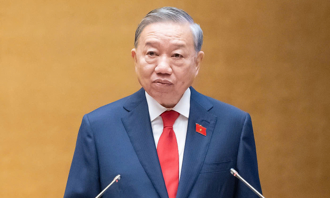 Tổng Bí thư Tô Lâm phát biểu nhậm chức Chủ tịch nước, sáng 7/4. Ảnh: Hoàng Phong