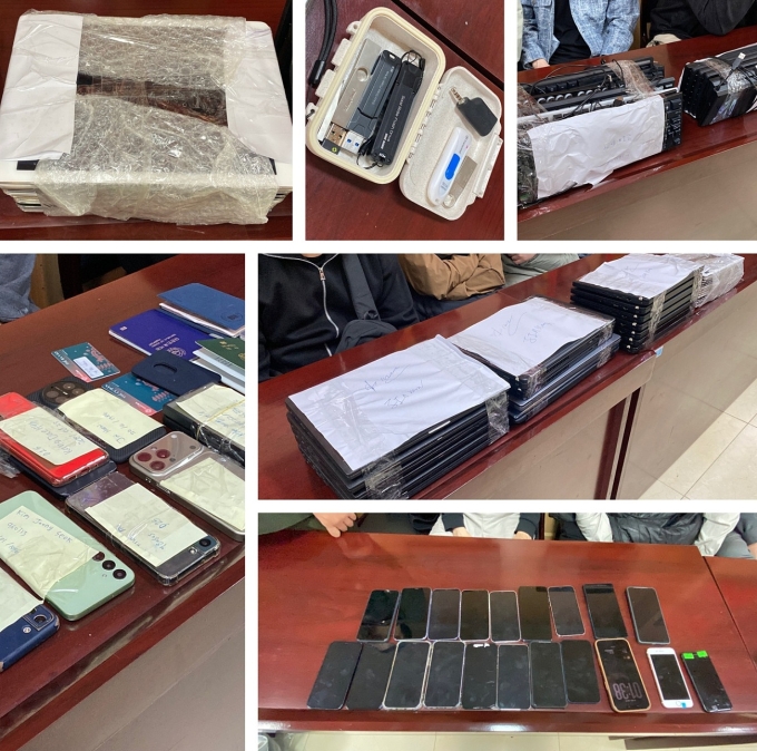 Một số tang vật bị thu giữ ở Hà Nội. Ảnh: Công an cung cấp
