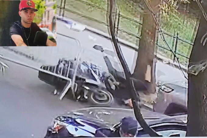 Eric Duprey (ảnh nhỏ) đâm vào gốc cây, ngã đập đầu xuống vỉa hè và tử vong. Ảnh: Nypost