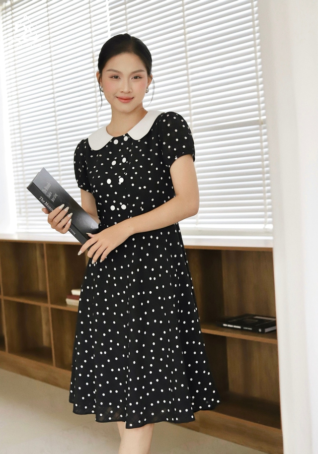 Váy chấm bi nhỏ sang trọng, tinh tế mà vẫn lãng mạn - Ảnh 4.