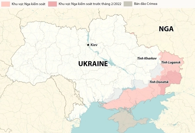 Vị trí tỉnh Donetsk và Lugansk. Đồ họa: RYV