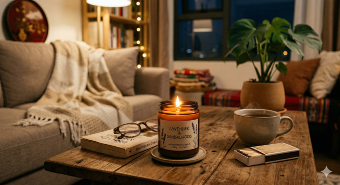 Đốt nến thơm trong phòng kín liên tục dễ sinh bụi mịn, hợp chất hữu cơ bay hơi ảnh hưởng hệ hô hấp. Ảnh được tạo bởi AI