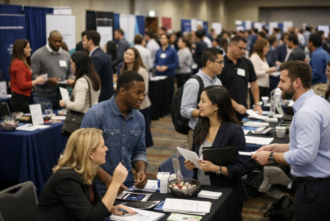 Khung cảnh một hội chợ việc làm tại Mỹ. Ảnh: Instagram/ISI