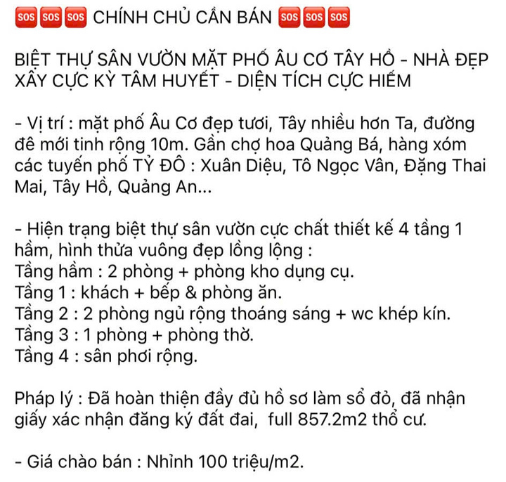 Bất ngờ mức giá nhiều biệt thự ở 'đất vàng' Hồ Tây, Hà Nội- Ảnh 1.