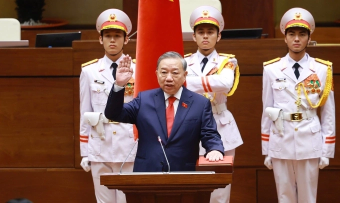 Chủ tịch nước Tô Lâm tuyên thệ nhậm chức ngày 7/4. Ảnh: TTXVN